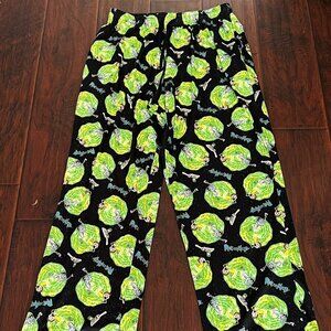 Rick and Morty Pants Green/Black Portal Mayhem Lounge Pajama Pants Mens XL~ EUC
